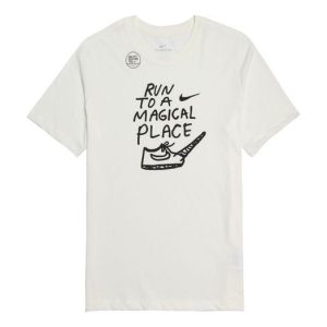 Nike DRI-FIT Running Quick Dry Breathable Athleisure Casual Sports Short Sleeve White AO0651-133