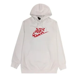 (WMNS) Nike Big Swoosh Dot Logo Pullover Hoodie 'White' CU4528-100