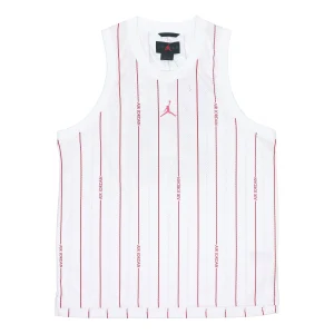 Air Jordan Stripe Logo Loose Breathable Mesh Sports Vest White DM1381-100