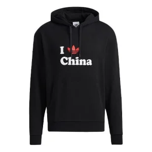 adidas originals I Trfl Ch Hd 2 Alphabet Logo Pattern Printing hooded Long Sleeves Black H07329