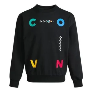 Converse Sports Contrast Letter Print Crew Neck Sweatshirt Asia Sizing 'Black' 10022414-A01