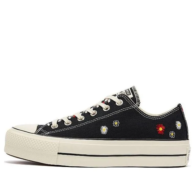 (WMNS) Converse Chuck Taylor All Star Lift Low 'Daisy Embroidery - Black' 567994C