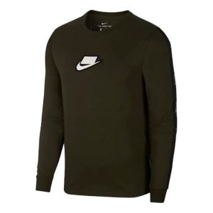 Men's Nike Logo Round Neck Pullover Long Sleeves Green T-Shirt CI6215-355
