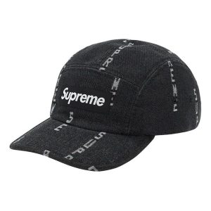 Supreme Logo Stripe Jacquard Denim Camp Cap 'Black White' SUP-FW20-192