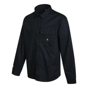 Converse Woven Long Sleeve Button Down Shirt Asia Sizing 'Black' 10023803-A01
