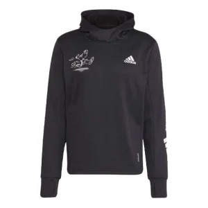 Men's adidas Pattern Printing Running Pullover Black H56313