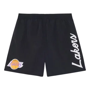 Mitchell & Ness x NBA Essential Nylon Shorts Black 'La Lakers ' PSHR4435-LALYYPPPBLCK