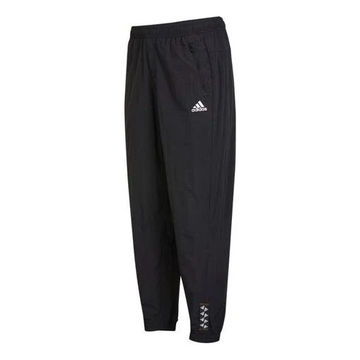 adidas Solid Color Small Label Woven Casual Sports Pants/Trousers/Joggers Autumn Black HE7419