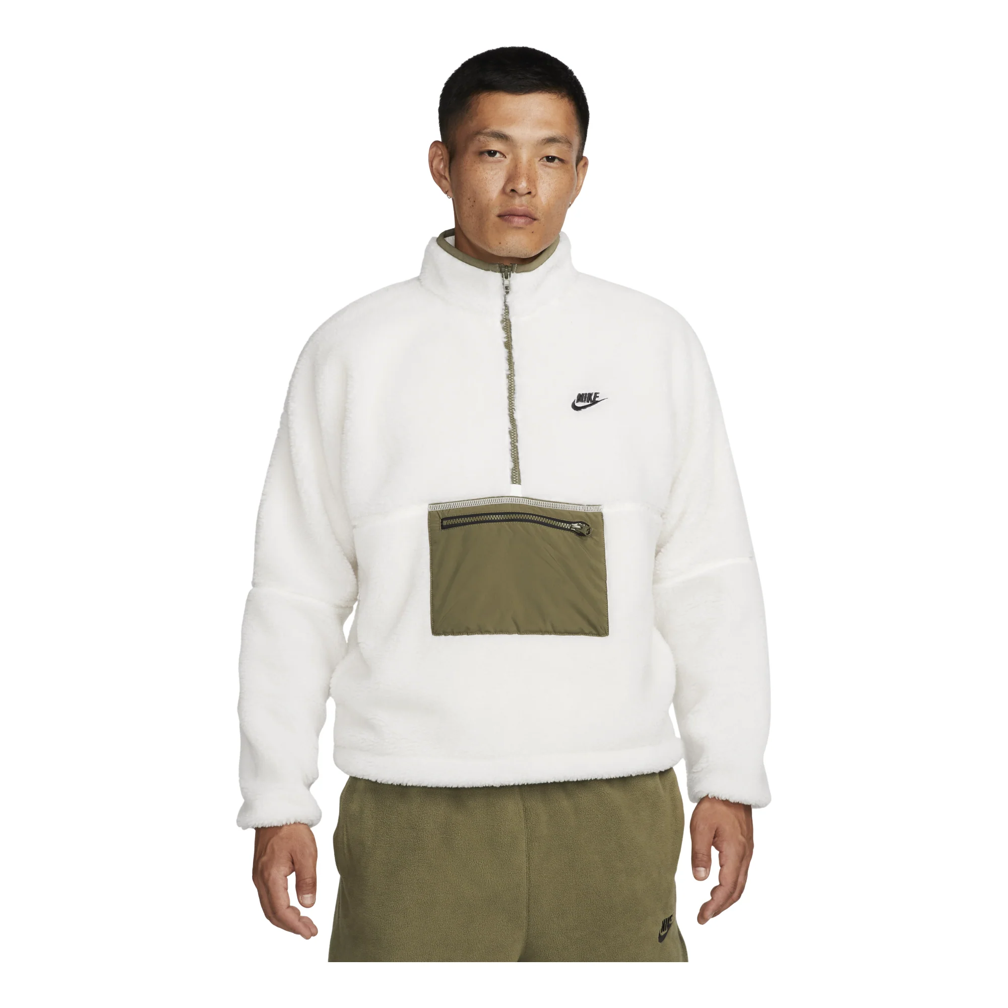 Nike Club Winter half-zip fleece jacket 'White olive' DQ4881-133