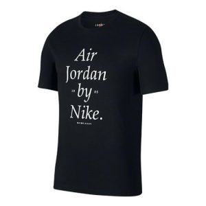 Air Jordan By Nike Alphabet Printing Short Sleeve Black AQ3761-010
