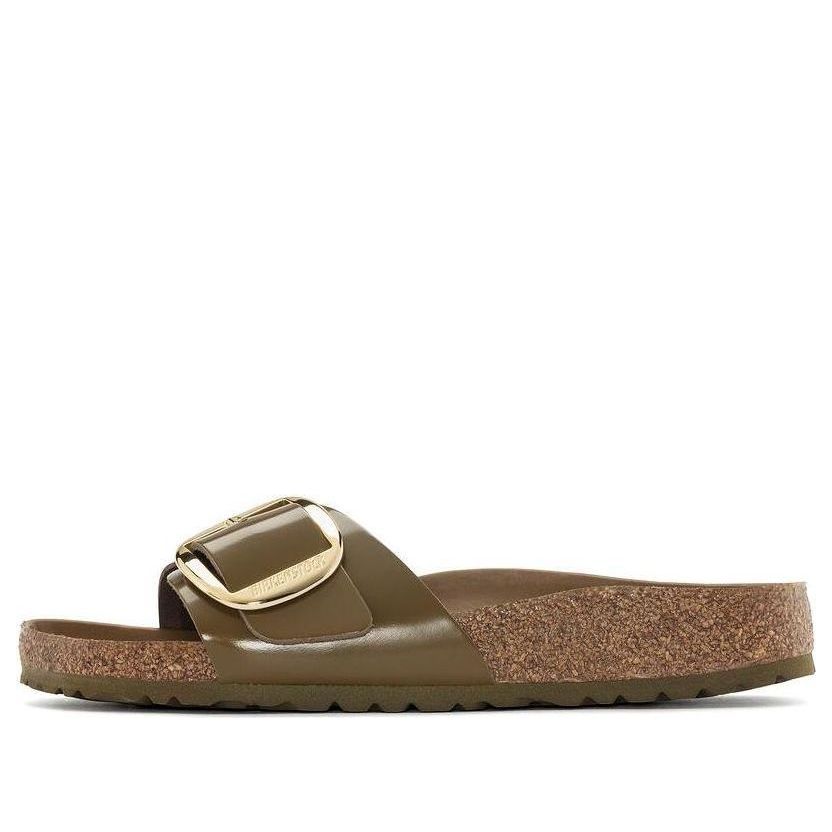 Birkenstock Madrid Big Buckle Natural Leather Narrow Fit Sandals 'Patent High Shine Mud Green' 1024144