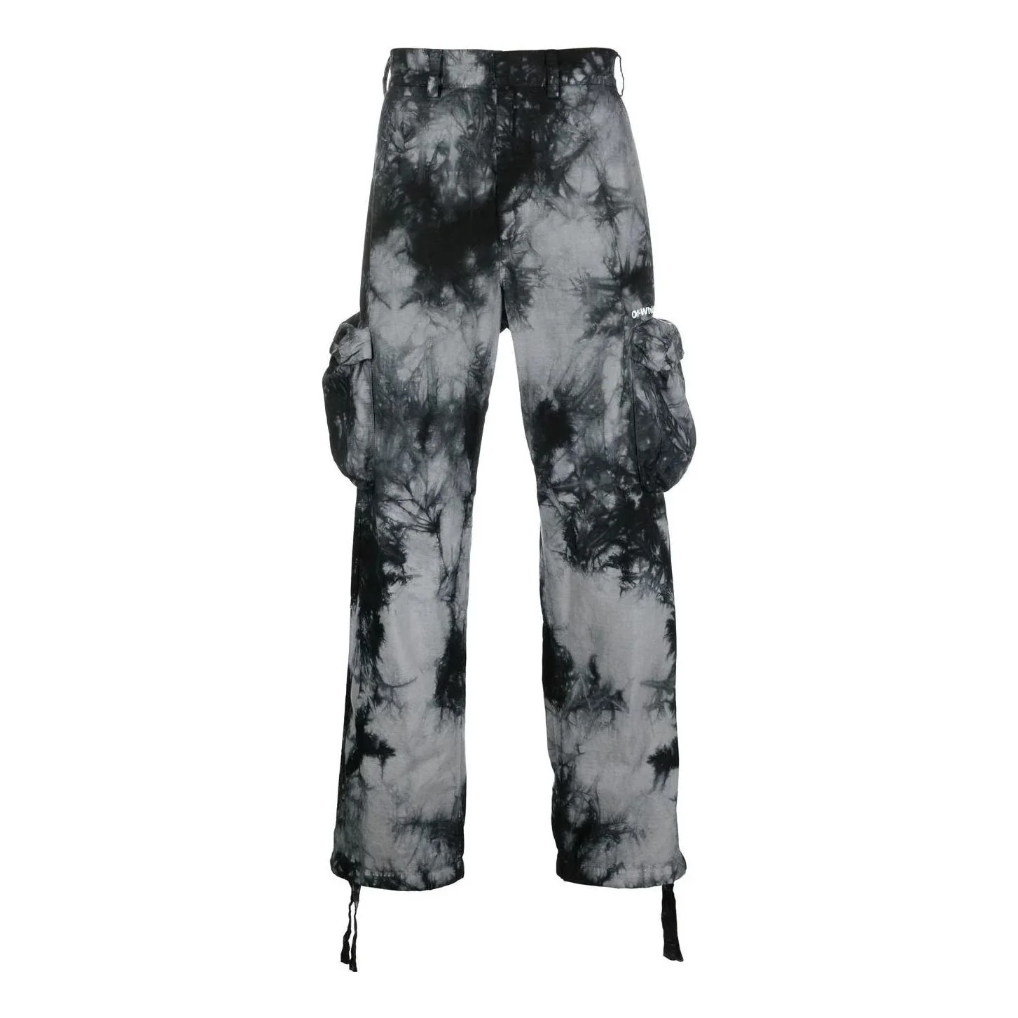 Men's Off-White FW22 Tie Dye Pattern Printing 3D Pocket Cargo Casual Pants/Trousers Black OMCF032F22FAB0010701