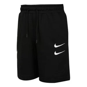 Nike Swoosh French Terry Short Alphabet Printing Casual Sports Shorts Black DB4958-010
