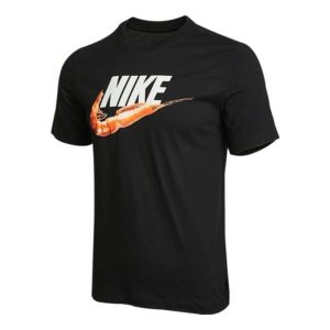 Men's Nike Nsw Tee 1 Food Shrimp Large Logo Printing Sports Short Sleeve Black T-Shirt DD1289-010