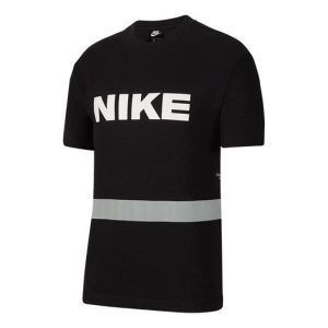Men's Nike Logo Alphabet Printing Round Neck Casual Short Sleeve Black T-Shirt DB3605-010