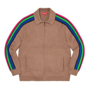 Supreme Sleeve Stripe Zip Up Sweater 'Brown Blue Green Red' SUP-SS23-189