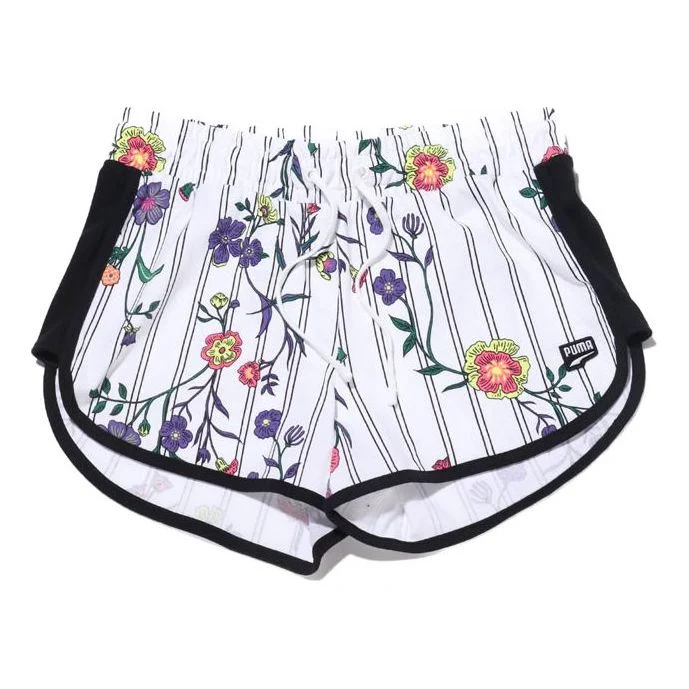 (WMNS) PUMA Casual Sports Lacing Flowers Knit Shorts White 597467-02