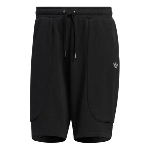 Men's adidas originals Solid Color Micro Mark Loose Athleisure Casual Sports Shorts Black HR6447