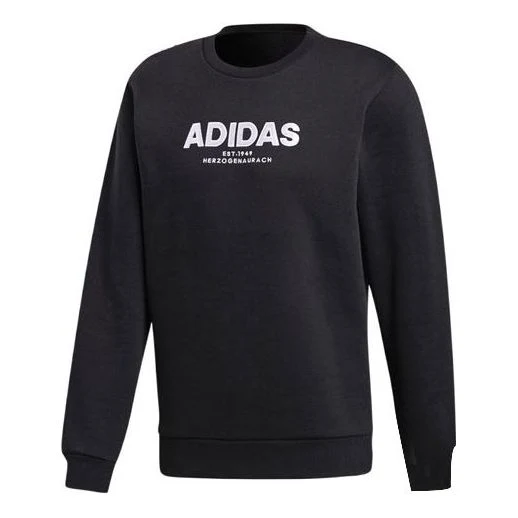 adidas Alphabet Round Neck Long Sleeves Hoodie Men's Black CZ9075