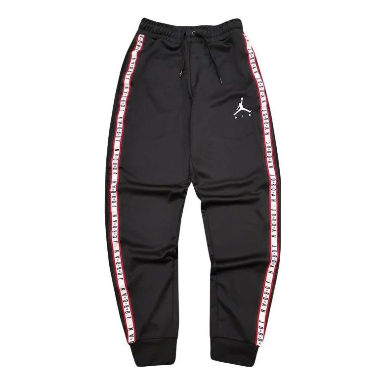 Men's Air Jordan Solid Color Logo Printing Drawstring Casual Joggers/Pants/Trousers Black CJ9474-010