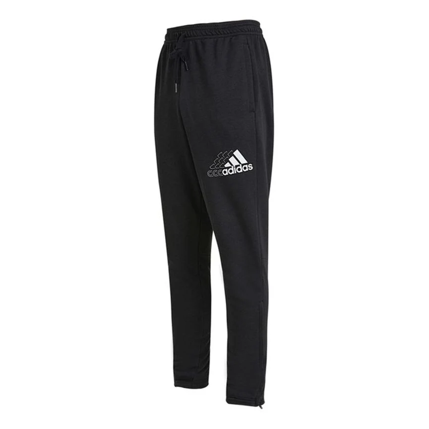 adidas Q3 Bluv Sere Pt Logo Printing Knit Breathable Sports Long Pants Black GS4875