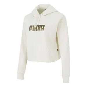 (WMNS) PUMA Essential Metallic Cropped Hoodie 'Beige' 847673-73