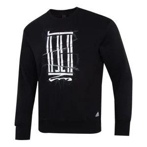 Men's adidas Athleisure Casual Sports Pullover Round Neck Black H39312