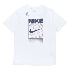 Nike Dri-FIT Geometry Pattern Logo Printing Quick-dry Sports T-Shirt Men's White DA1773-100