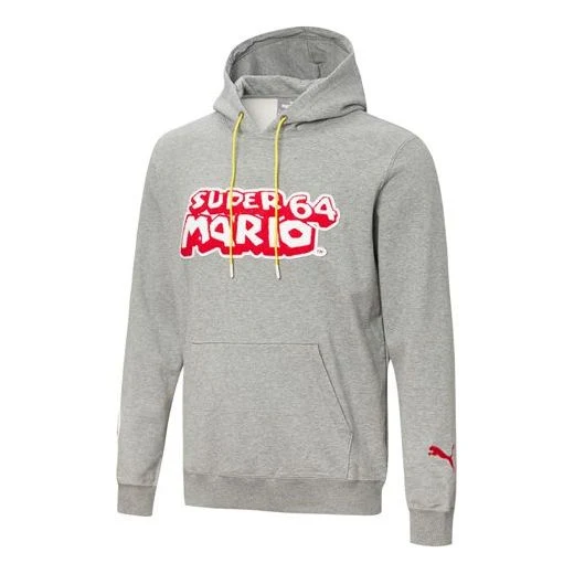 PUMA x Super Mario Crossover Nintendo Printing Knit Sports Pullover Gray 589098-01