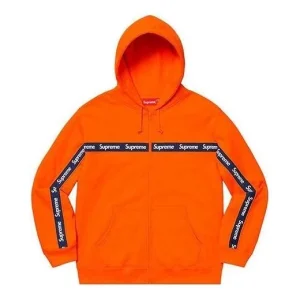 Supreme Text Stripe Zip Up Hooded Sweatshirt 'Orange' SUP-FW19-852