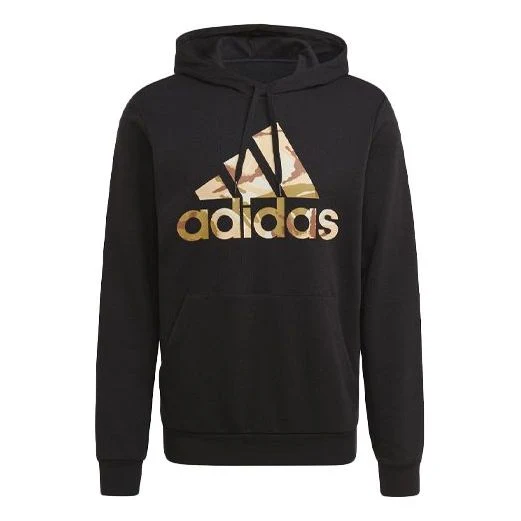 adidas M Camo Hd Logo Printing Sports hooded Long Sleeves Black GL0019