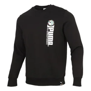 PUMA Alphabet Printing Sports Round Neck Pullover Black 531416-01