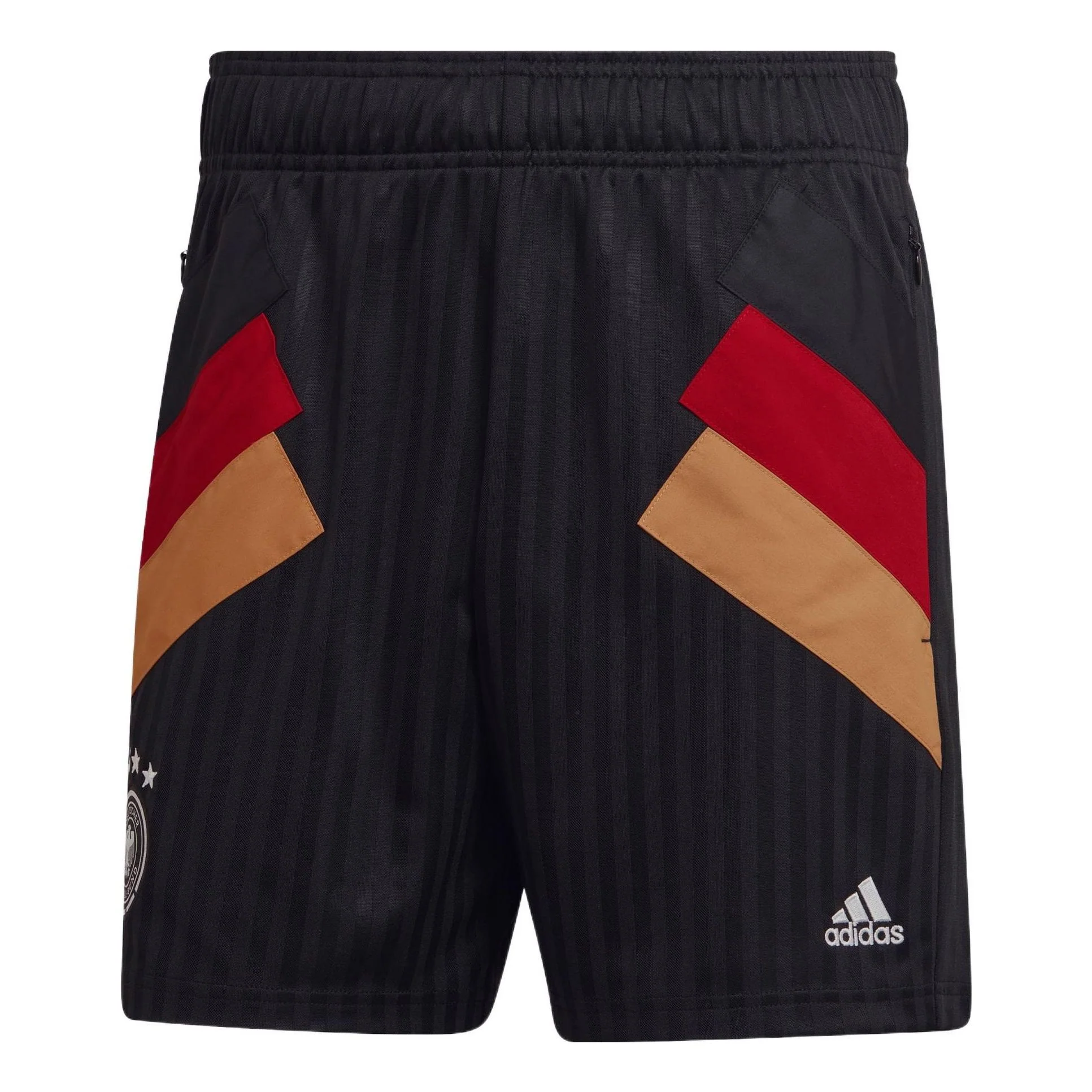 adidas Germany Icon Shorts Asia Sizing 'Black Yellow Red' HC1268