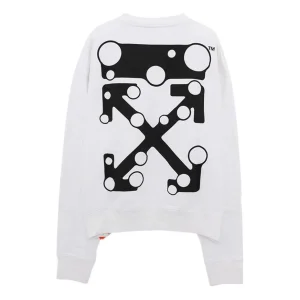 Men's Off-White Logo Arrow Pattern Pullover Loose Fit White OMBA035F21FLE0020110