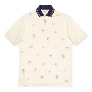 Gucci Logo Embroidered Cotton Short-Sleeved Polo Shirt For Men White 625320-XJCNY-9247