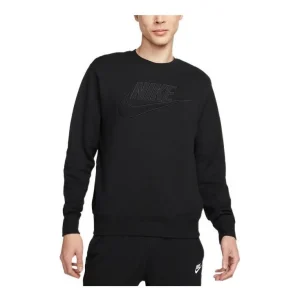 Men's Nike Solid Color Logo Printing Round Neck Long Sleeves Black DQ4584-010