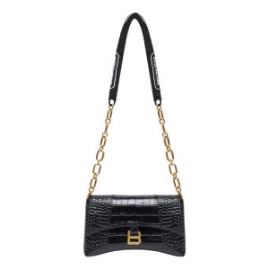 (WMNS) Balenciaga Downtown Xs Shoulder Bag Crocodile Embossed 'Black' 6891212106F1090