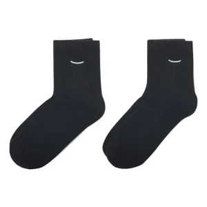 Converse Core Twin Pack Jack Purcell Mid Crew Socks 'Black' 10022792-A02