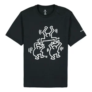 (WMNS) Men's Converse x Keith Haring Crossover Cartoon Pattern Round Neck Short Sleeve Black 10022254-A01
