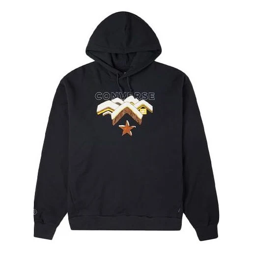 Men's Converse Mountains Pattern Printing Fleece Lined Black 10023523-A02