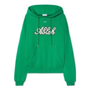 Off-White Varsity-Print Cotton Hoodie 'College Green' OMBB118S24FLE0055561
