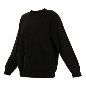 Men's Y-3 SS21 Loose Round Neck Long Sleeves Pullover Black GV4214