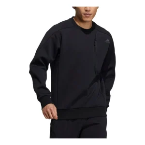 Men's adidas Th Top Dk Sweat Zipper Pocket Loose Sports Pullover Black H39295