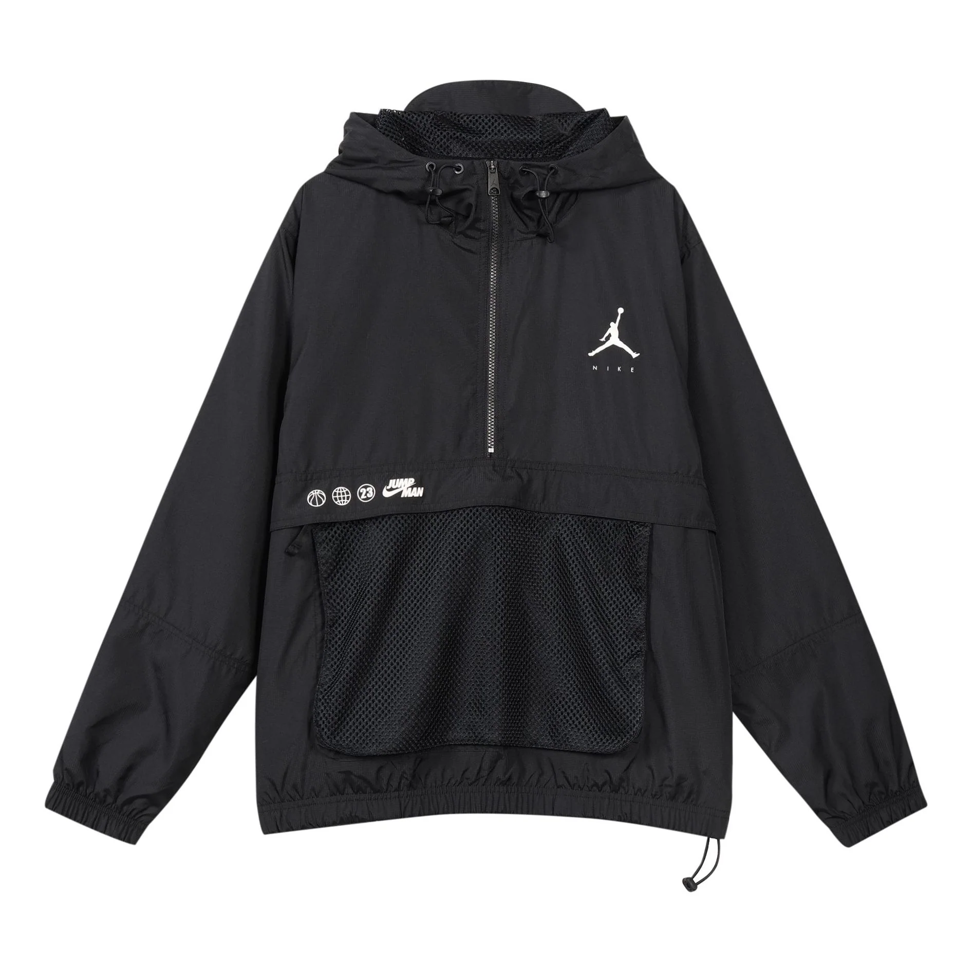 Air Jordan Logo Printing Loose Hooded Half Zipper Jacket Asia Sizing 'Black' DJ0247-010
