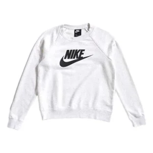 (WMNS) Nike Sportswear Logo Printing Knit Round Neck Gray White BV4113-051