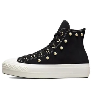 (WMNS) Converse Chuck Taylor All Star Lift Platform Suede Studs High Top 'Black' A04271C
