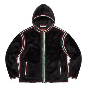 Supreme Crochet Edge Hooded Zip Up Top 'Black White Red' SUP-SS23-029