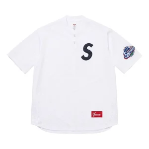 Supreme S Logo Baseball Henley 'White' SS25KN95-WHITE
