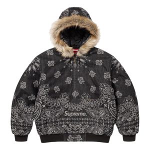 Supreme Bandana Jacquard Denim Hooded Work Jacket 'Black' SS25J42-BLACK