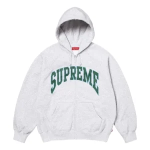 Supreme SS26 Cracked Raglan Zip Up Hooded Sweatshirt 'Ash Grey' SUP-SS26-192-GRY